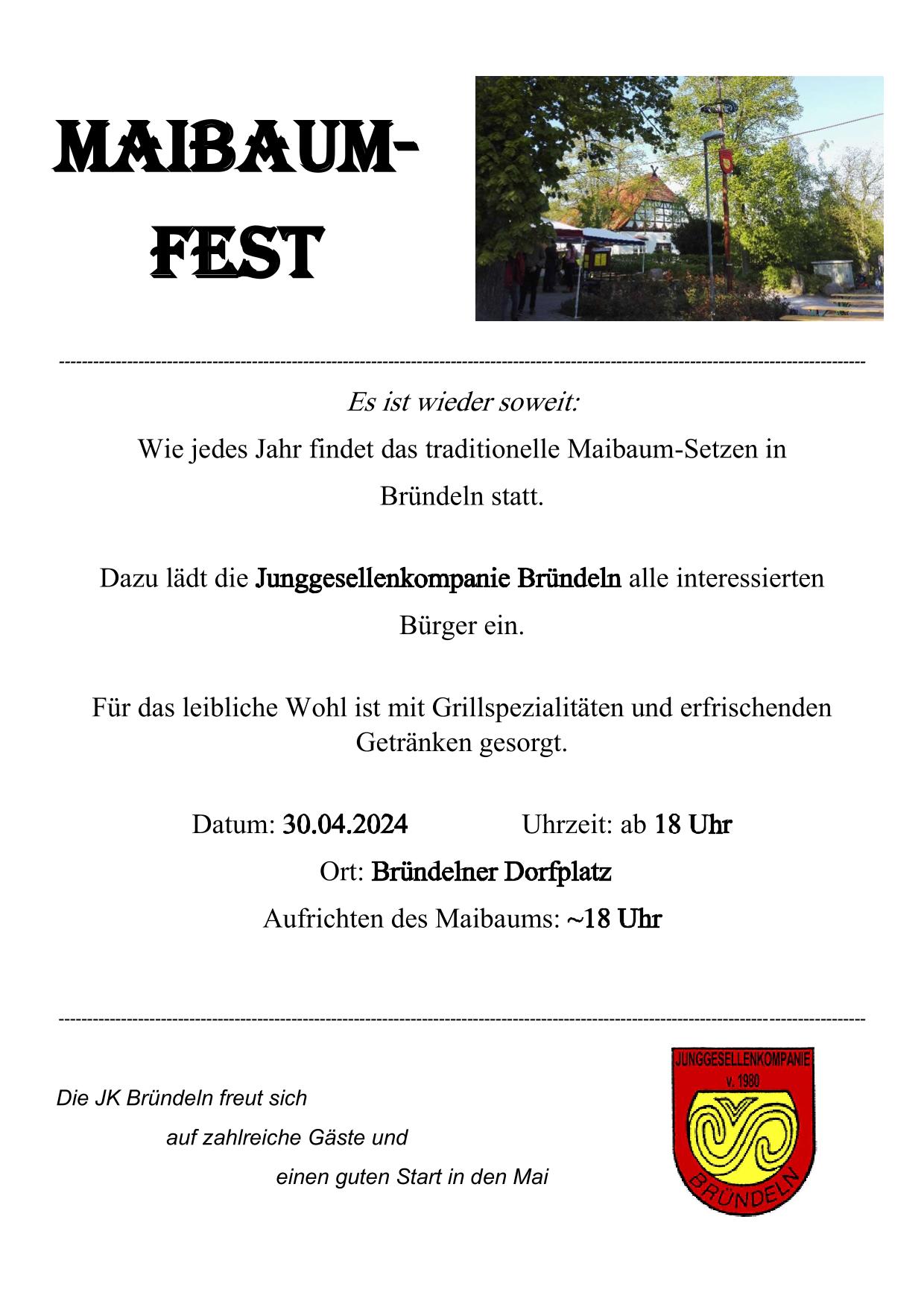 Tanz in den Mai Einladung 2024 Aushang Dorfseite 1